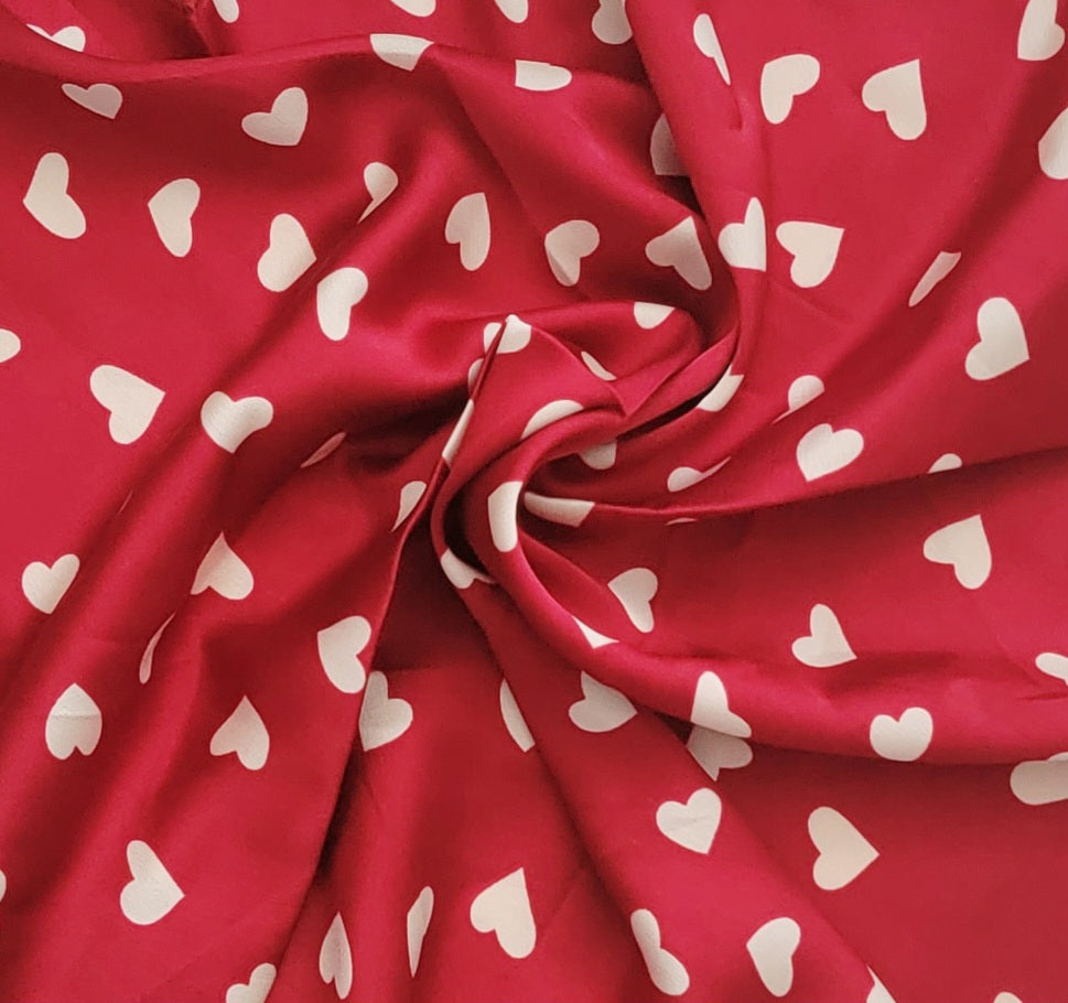 Foulard "Rouge bordeaux et coeur"