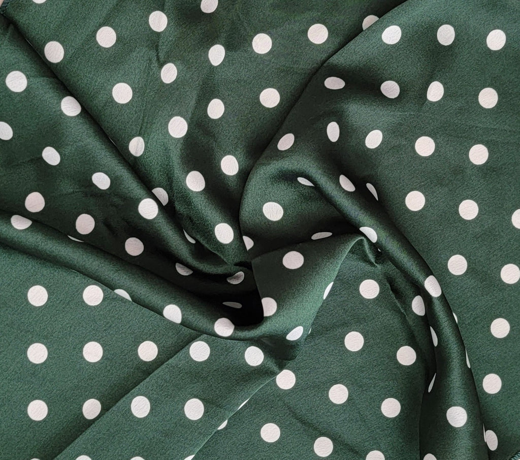 Foulard " Vert foncé et pois blancs"