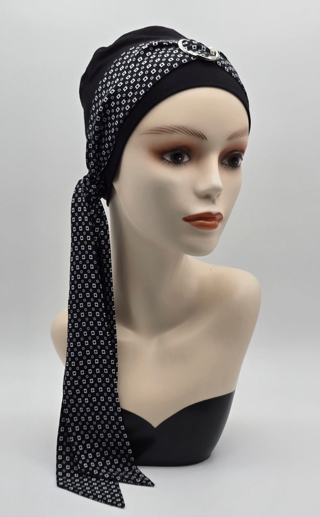 Bonnet et foulards modèle Bohémienne - Noir