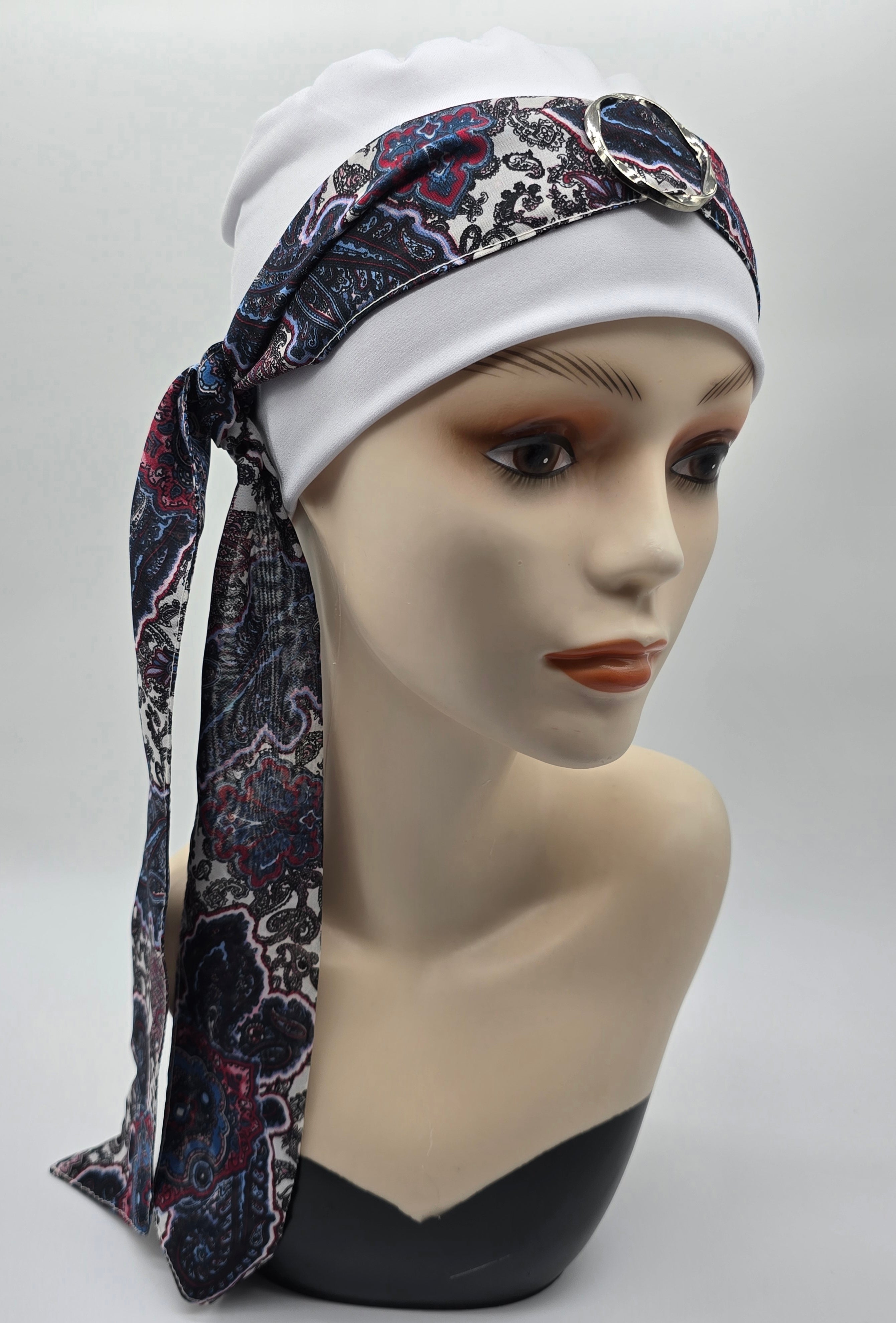Bonnet et foulards modèle Bohémienne - Blanc