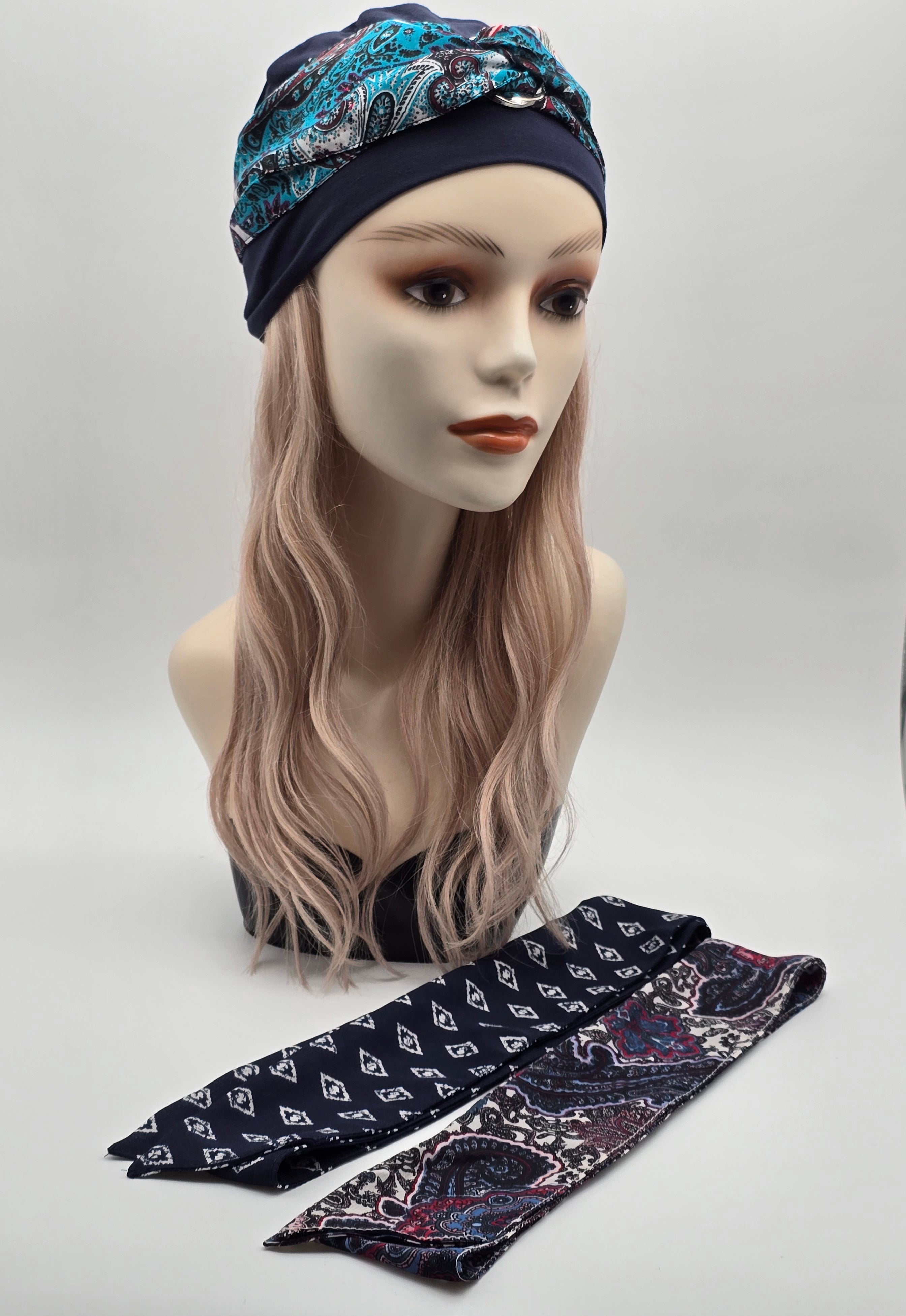 Bonnet et foulards modèle Bohémienne - Marine