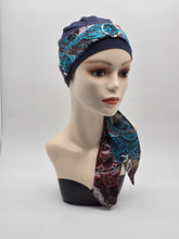 Load image into Gallery viewer, Bonnet et foulards modèle Bohémienne - Marine
