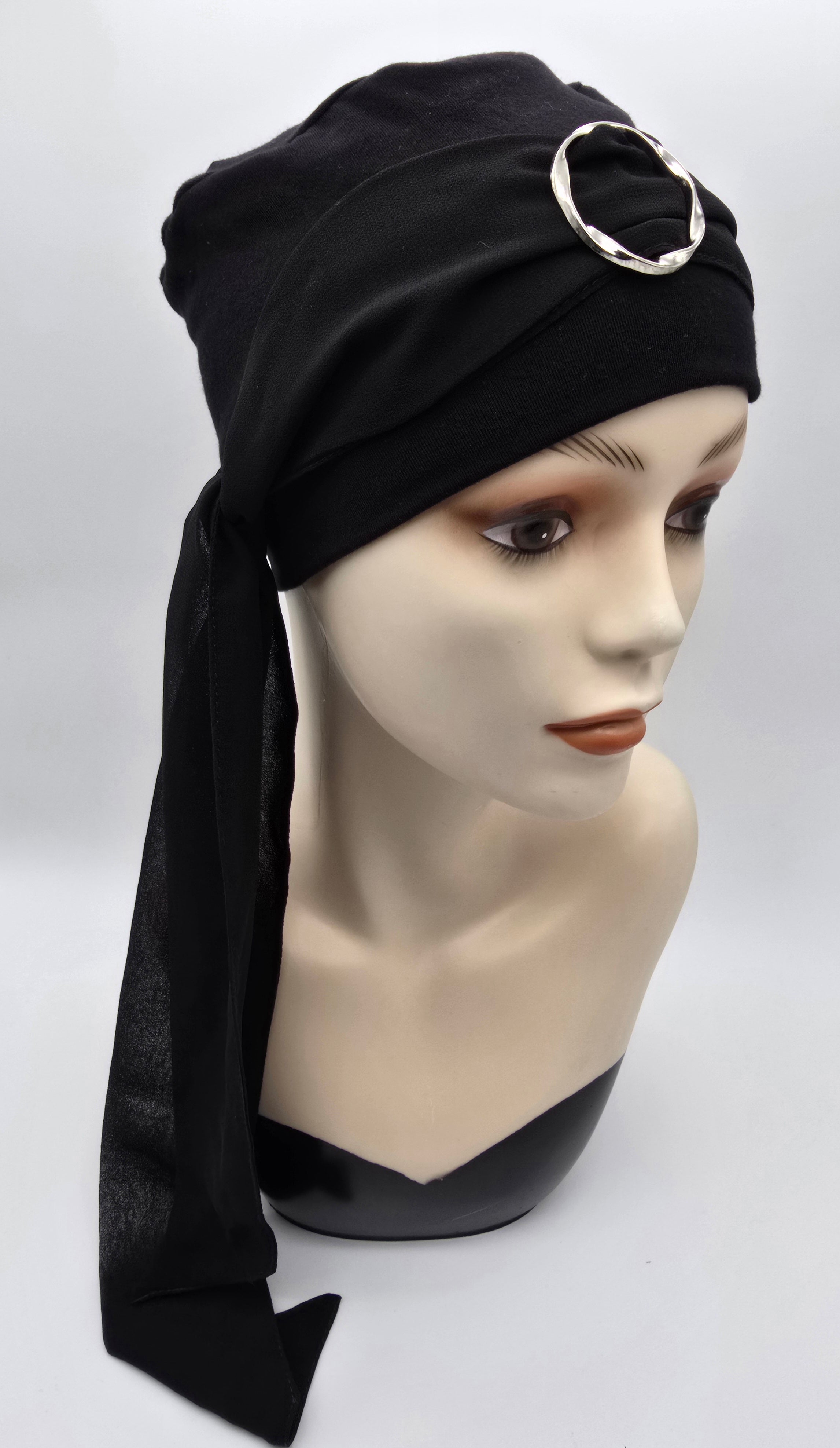 Bonnet et foulards modèle Bohémienne - Noir