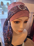 Bonnet et foulards modèle Bohémienne - Rose