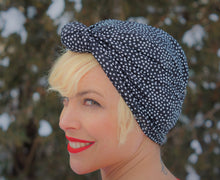Load image into Gallery viewer, Black and white poka-dots - Adult headwrap
